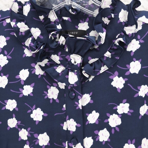 J.CREW Ruffleneck Sleeveless Popover Top Scattered Peony Floral Print Size LARGE - Picture 3 of 7